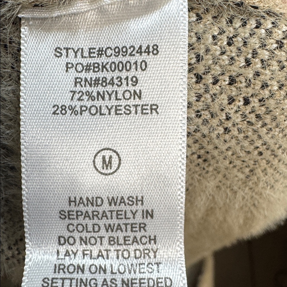 Anthro Teddy Coat Beige Plaid Fuzzy Jacket Cozy Longline Windowpane M - Picture 7 of 7
